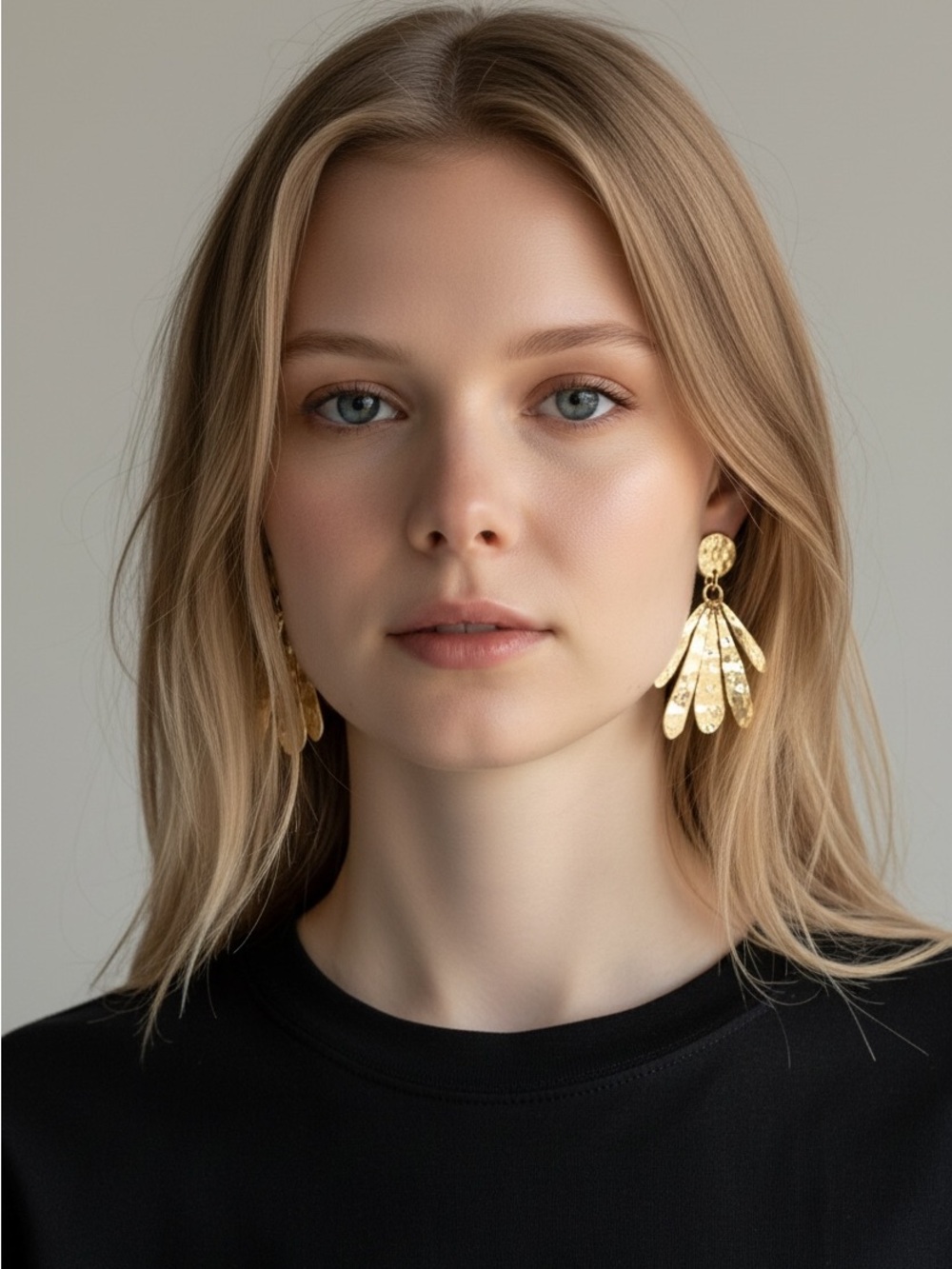 9/9 Banana Republic Gold Hammered Petal Drop Earrings - Women Jewelry